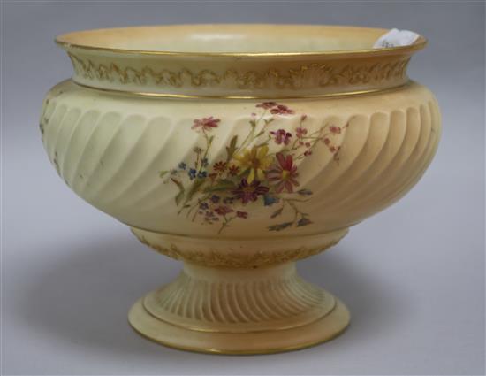Royal Worcester blush bowl decorated with flowers. height 16cm